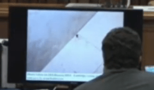 bullet casing in entrance to bathroom