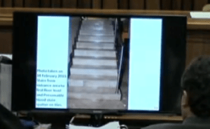 looking up the stairs