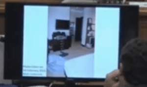 view from balcony looking toward bedroom door on left and hallway to bathroom on right