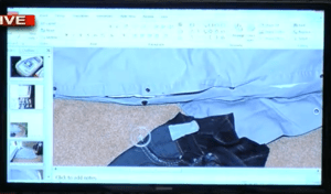 area on floor and jeans where blood was found